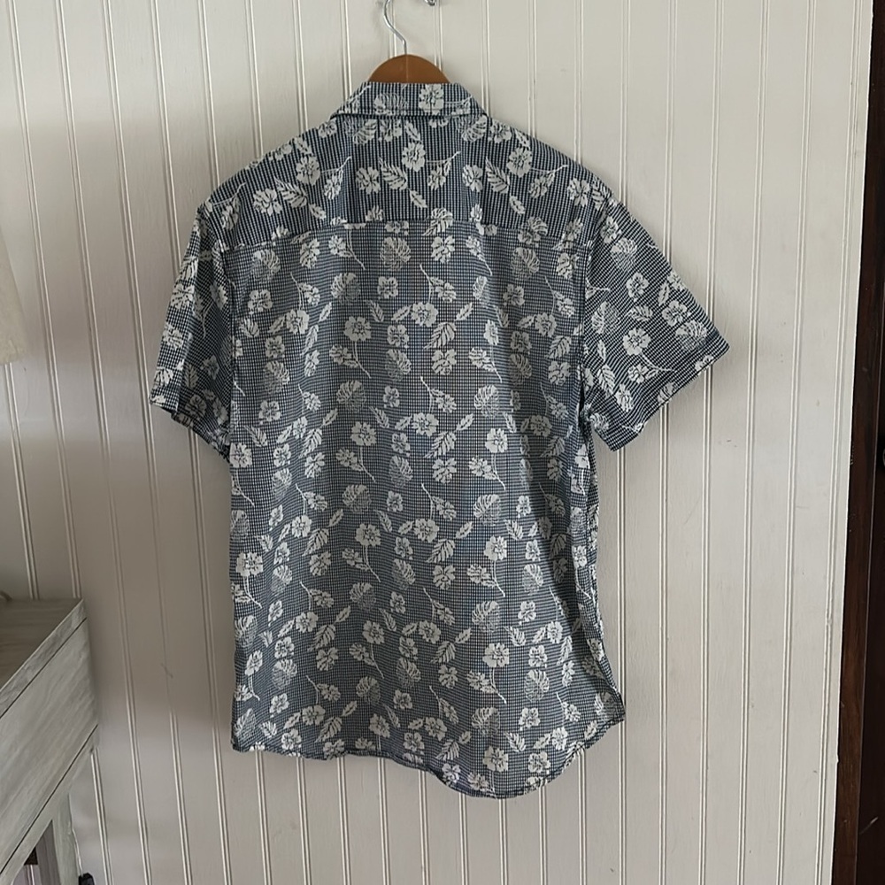 PD&C Blue and Bone White Tropical Print Short Sleeves Shirt sz Large - Picture 8 of 10